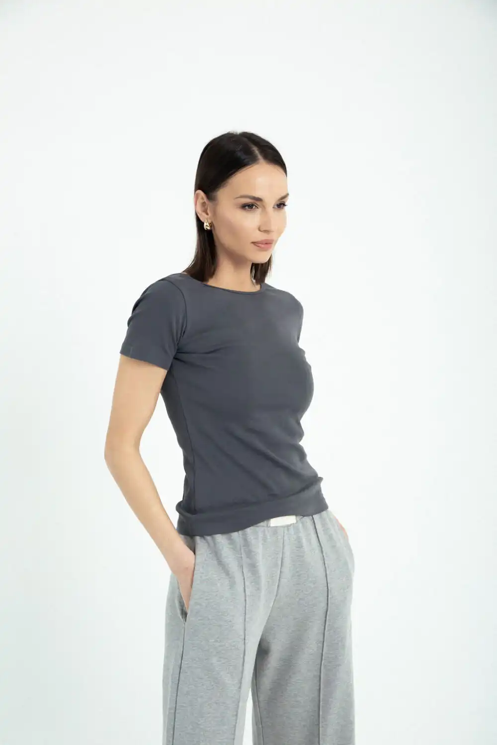 MAJICA NEO ORGANIC DARK GREY - Slika 4